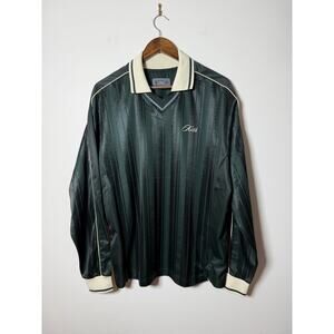 Kith Pinstripe Tricot Panelled Long Sleeve Tap In Polo